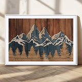 41330-MGV-CV-36X24-Rustic Mountain Wall Art – Wooden Nature Scene with Trees and Peaks, Handmade 3D Layered Decor for Living Room, Cabin or Office