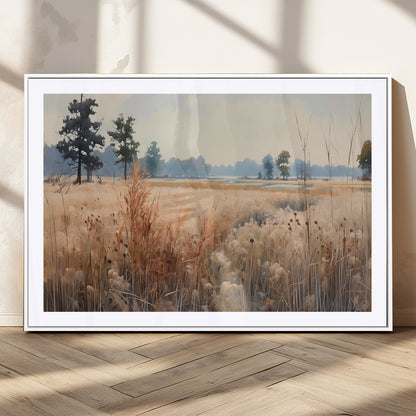 98822-MGC-FP-36x24_White-Autumn Meadow Wall Art – Tranquil Grassland Landscape Canvas Print, Rustic Country Decor for Living Room, Bedroom or Farmhouse
