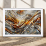 Lines1-MGC-FP-36x24_White-Abstract Metallic Wall Art – Silver and Gold Wave Canvas Print with Sparkling Accents, Modern Luxury Decor for Living Room, Office