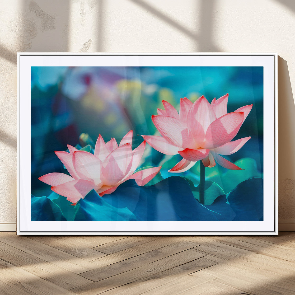 32559-MGC-FP-36x24_White-Lotus Flower Wall Art – Pink Water Lily Canvas Print, Tranquil Nature Decor for Living Room, Bedroom or Meditation Space