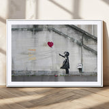 50559-MGC-FP-36x24_White-Banksy Girl with Balloon Wall Art – Famous Street Graffiti Canvas Print, Modern Urban Artwork for Living Room, Bedroom or Office