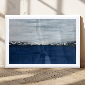 62197-MGV-CV-36X24-Abstract Ocean Wall Art – Minimalist Blue and White Canvas Print, Modern Coastal Seascape Painting for Bedroom, Living Room or