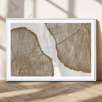 99692-MGV-CV-36X24-Tree Ring Linocut Wall Art Canvas Print, Framed Wood Cut Art Picture Print, Tree Rings Perfect Minimalist Rustic Decor Artwork