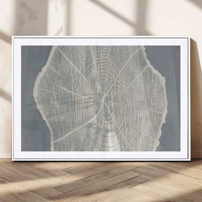 25547-MGC-FP-36x24_White-Tree Ring Wall Art Canvas Print, Framed Linocut Tree Ring Art Picture Print, Wood Texture Perfect Minimalist Farmhouse Decor