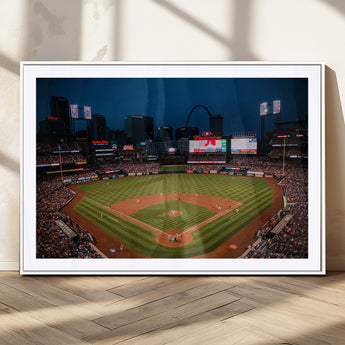 38612-MGC-FP-36x24_White-Busch Stadium Wall Art Canvas Print, Framed Missouri Stadium Art Picture Print, Busch Stadium Field Perfect Sports Room Decor
