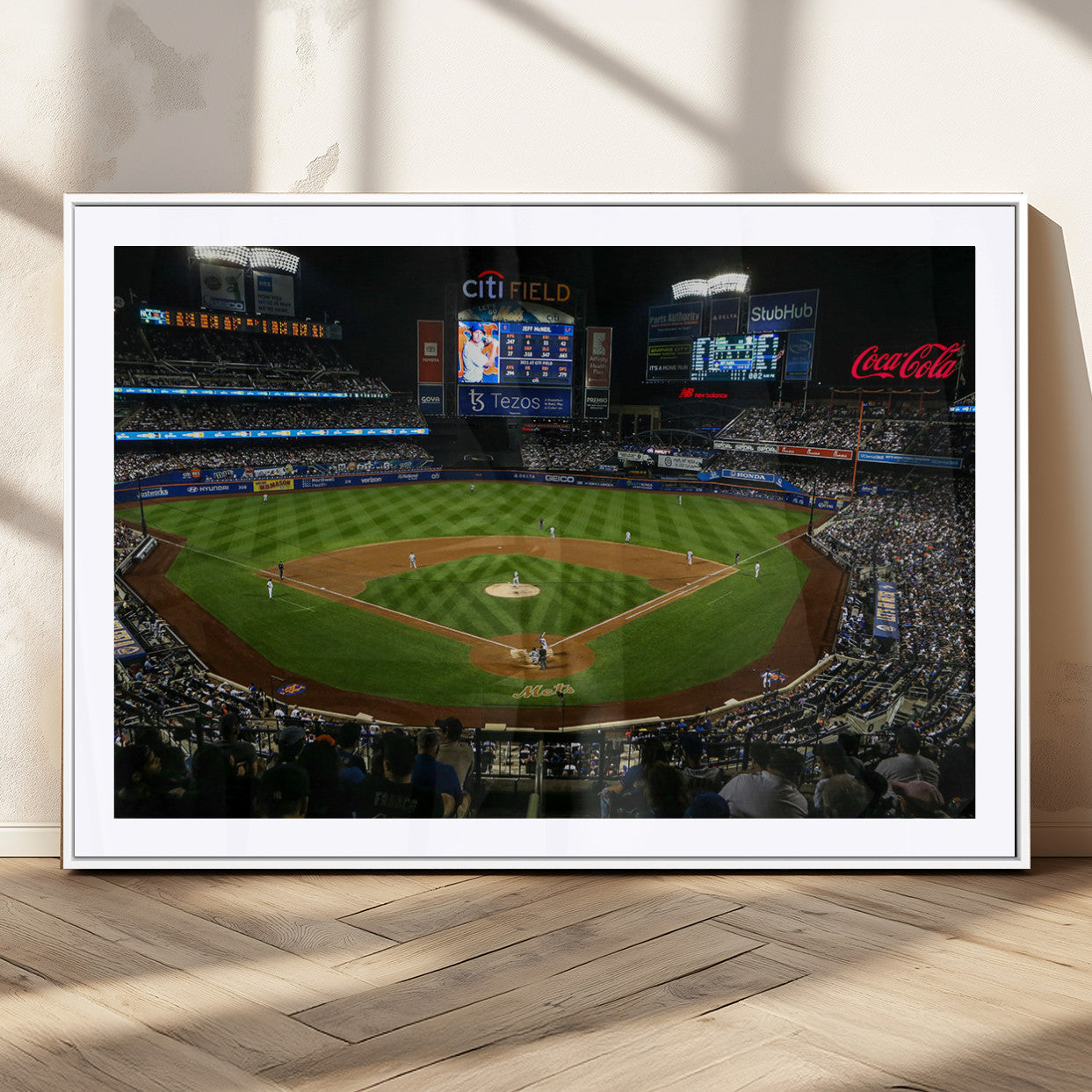 25148-MGV-CV-36X24-Baseball Stadium Wall Art – Canvas Print Night Game Packed Crowd Bright Lights Sports Photography, Dynamic Decor for Game Room,
