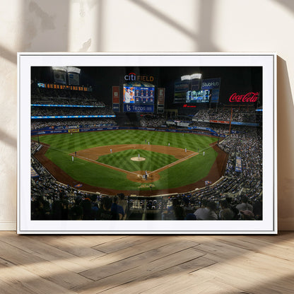 25148-MGV-CV-36X24-Baseball Stadium Wall Art – Canvas Print Night Game Packed Crowd Bright Lights Sports Photography, Dynamic Decor for Game Room,
