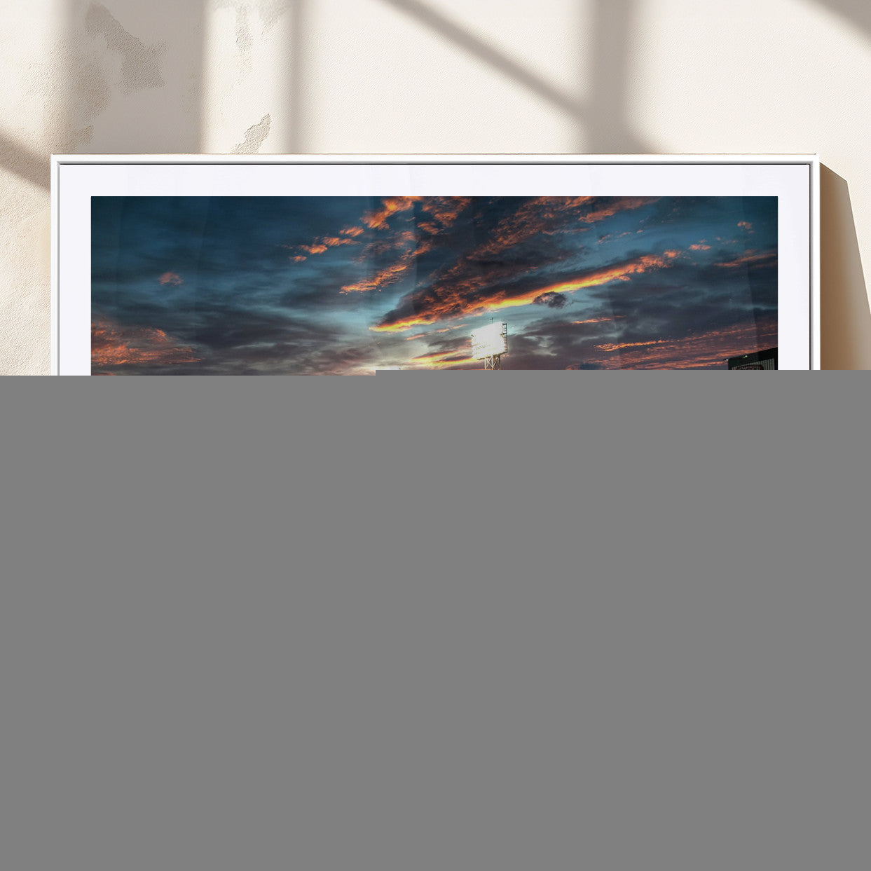 MGC-FP-36x24 - Baseball Stadium Wall Art – Canvas Print Evening Game Field Packed Crowd Sunset Sky Sports Photography, Dynamic Decor for Game Room, Man Cave, Bar, Office