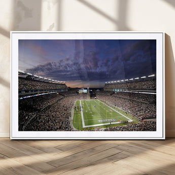 52712-MGC-FP-36x24_White-Gillette Stadium Field Wall Art Canvas Print, Framed Massachusetts Stadium Art Picture Print, Gillette Stadium Perfect Sport Room