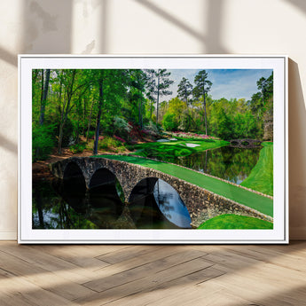 57655-MGC-FP-36x24_White-Golf Course Wall Art – Canvas Print Scenic Green Fairway Stone Bridge Water Reflection Landscape, Classic Sports Decor for Office,