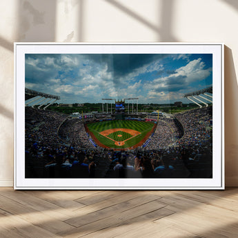 37127-MGV-CV-36X24-Kauffman Stadium Wall Art Canvas Print, Framed Kansas City Royals Field Art Picture Print, Baseball Stadium Perfect Sport Room