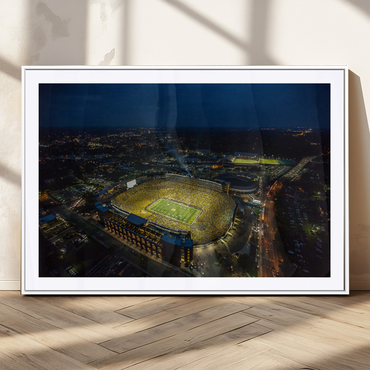 52519-MGV-CV-36X24-Michigan Football Stadium Wall Art Canvas Print, Framed Michigan Stadium Art Picture Print, Michigan Wolverines Field Perfect