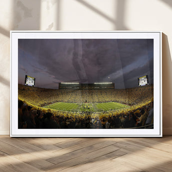 72404-MGC-FP-36x24_White-Michigan Wolverine Stadium Wall Art Canvas Print, Framed Michigan Stadium Art Picture Print, Football Stadium Perfect Sport Room