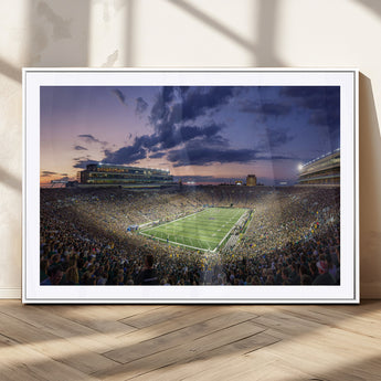 50825-MGC-FP-36x24_White-Notre Dame Stadium Wall Art Canvas Print, Framed Indiana Stadium Art Picture Print, Football Stadium Perfect Sports Room Decor