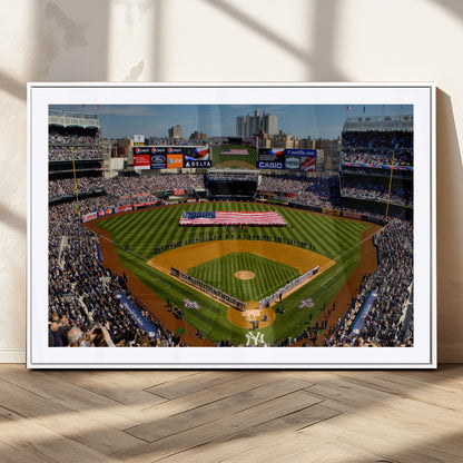 20879-MGC-FP-36x24_White-Yankee Stadium Wall Art Canvas Print, Framed New York Stadium Art Picture Print, Yankee Field Perfect Sport Room Decor Artwork