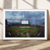 44631-MGC-FP-36x24_White-Oracle Park Stadium Wall Art Canvas Print, Framed San Francisco Giants Art Picture Print, Giants Stadium Field Perfect Sports Room