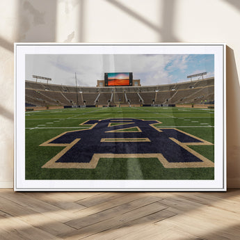 52835-MGC-FP-36x24_White-Notre Dame Stadium Wall Art Canvas Print, Framed Indiana Stadium Art Picture Print, Notre Dame Field Perfect Sport Room Decor