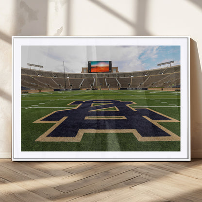 52835-MGC-FP-36x24_White-Notre Dame Stadium Wall Art Canvas Print, Framed Indiana Stadium Art Picture Print, Notre Dame Field Perfect Sport Room Decor