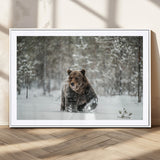 43350-MGC-FP-36x24_White-Wild Bear in Snow Wall Art – Majestic Wildlife Photography Print, Winter Forest Nature Decor for Cabin, Lodge, Rustic Home,