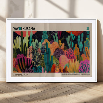 45711-MGC-FP-36x24_White-Yayoi Kusama Wall Art Canvas Print, Framed Abstract Yayoi Kusama Art Picture Print, Japanese Wabi Sabi Perfect Modern Abstract