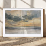 45544-MGV-CV-36X24-Ocean Sunset Wall Art – Serene Seascape Canvas Print with Golden Sky and Calm Water, Coastal Beach Artwork for Living Room,