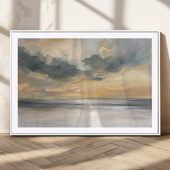 45544-MGV-CV-36X24-Ocean Sunset Wall Art – Serene Seascape Canvas Print with Golden Sky and Calm Water, Coastal Beach Artwork for Living Room,