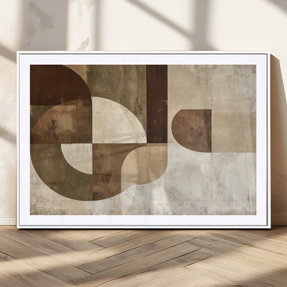 59767-MGC-FP-36x24_White-Abstract Geometric Shapes Wall Art – Modern Minimalist Canvas Print, Neutral Brown Beige Tan Artwork for Living Room, Bedroom,