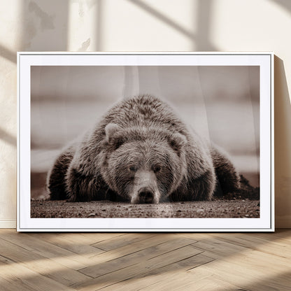 20611-MGC-FP-36x24_White-Grizzly Bear Wall Art – Majestic Wildlife Sepia Canvas Print, Rustic Nature Animal Artwork for Cabin, Lodge, Living Room, Bedroom,