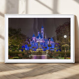 63560-MGC-FP-36x24_White-Fairy Tale Castle Wall Art – Magical Night Scene Canvas Print with Lights and Gardens, Fantasy Architecture Artwork for Living