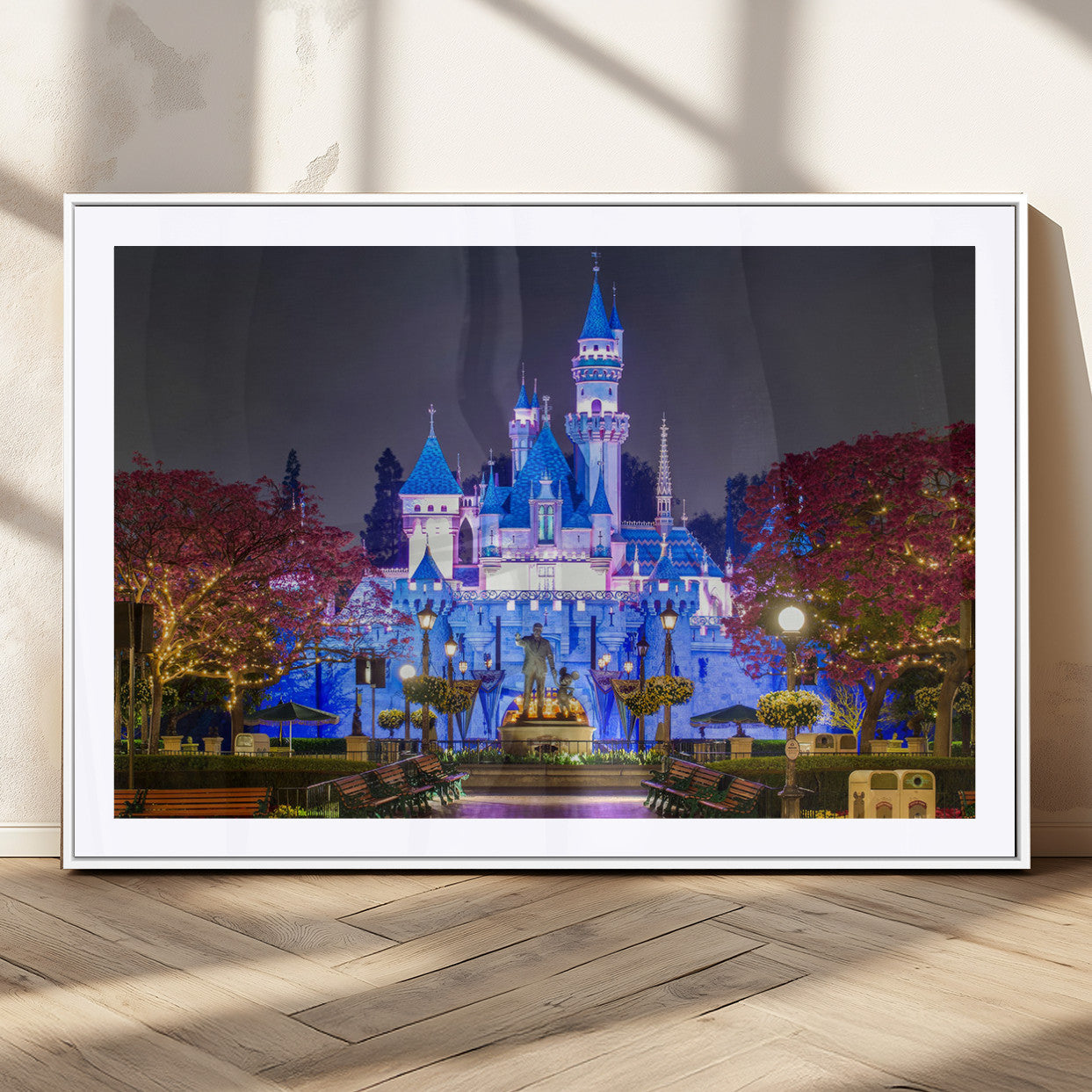 66710-MGV-CV-36X24-Enchanted Castle Wall Art – Magical Night Scene Canvas Print with Glowing Lights, Fantasy Architecture Artwork for Living Room,