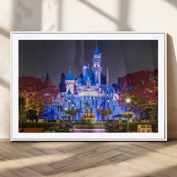 66710-MGV-CV-36X24-Enchanted Castle Wall Art – Magical Night Scene Canvas Print with Glowing Lights, Fantasy Architecture Artwork for Living Room,