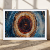 30457-MGV-CV-36X24-Tree Ring Wall Art – Abstract Wood Grain Canvas Print with Brown and Blue Swirl, Rustic Nature Inspired Artwork for Living Room,