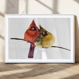 67752-MGC-FP-36x24_White-Cardinal Couple Wall Art – Male and Female Cardinal Canvas Print, Romantic Bird Artwork for Nature Lovers, Living Room, Bedroom,