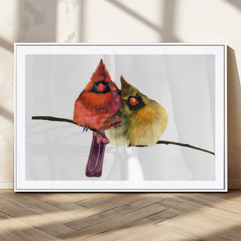 67752-MGC-FP-36x24_White-Cardinal Couple Wall Art – Male and Female Cardinal Canvas Print, Romantic Bird Artwork for Nature Lovers, Living Room, Bedroom,
