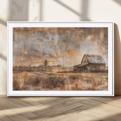 FARM2-MGC-FP-36x24_White-Rustic Farmhouse Wall Art Canvas Print, Framed Old Barn Art Picture Print, Southwestern Farmhouse Perfect Rustic Decor Artwork