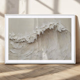 45175-MGC-FP-36x24_White-Textured Wave Wall Art Canvas Print, Framed Minimal Seascape Art Picture Print, Elegant Wave Perfect Modern Coastal Decor Artwork