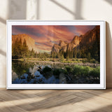 31199457-MGC-FP-36x24_White-Yosemite Valley Wall Art Canvas Print, Framed El Capitan Art Picture Print, Sunset Sky Perfect Vibrant Western Decor Artwork