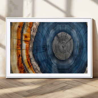 84489410-MGC-FP-36x24_White-Framed Abstract Tree Ring Wall Art Print, Natural Rustic Wood Texture Canvas Print, Wood Tree Stump Farmhouse, Log Cabin Wooden