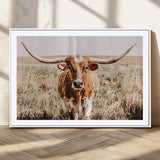 54986862-MGC-FP-36x24_White-Majestic Longhorn Wall Art – Canvas Print of Graceful Strength & Bold Spirit, Wild Plains Beauty Nature Inspired Rustic Decor for