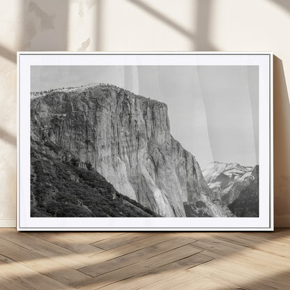 39393420-MGC-FP-36x24_White-El Capitan Wall Art Canvas Print, Framed Yosemite Cliff Art Picture Print, Monochrome Mountain Perfect Monochrome Sierra Decor