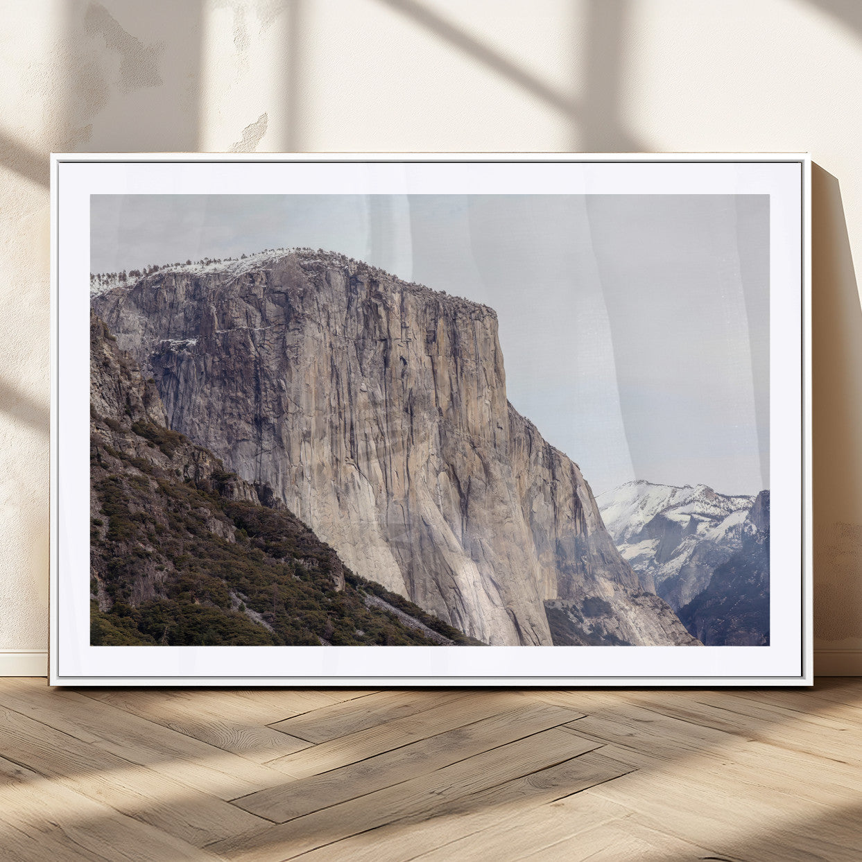 74506434-MGC-FP-36x24_White-El Capitan Wall Art Canvas Print, Framed Yosemite Cliff Art Picture Print, Sierra Nevada Perfect Sierra Minimalism Decor Artwork