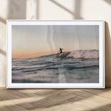 58502923-MGC-FP-36x24_White-Wave Rider Wall Art Canvas Print, Framed Ocean Wave Art Picture Print, Riding Surf Perfect Sunset Surf Decor Artwork