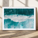 23828594-MGV-CV-36X24-Aerial Waves Wall Art Canvas Print, Framed Ocean Break Art Picture Print, Sea Foam Perfect Tropical Coastal Decor Artwork