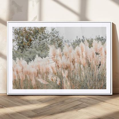21826392-MGC-FP-36x24_White-Pampas Grass Wall Art Canvas Print, Framed Soft Pampas Art Picture Print, Pastel Grasses Perfect Soft Neutral Boho Decor Artwork