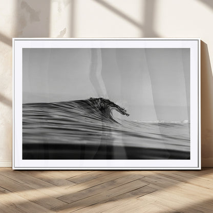 24029476-MGV-CV-36X24-Black Wave Wall Art Canvas Print, Framed Abstract Surf Art Picture Print, Minimalist Ocean Perfect Minimalist Coastal Decor