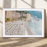 84816639-MGC-FP-36x24_White-Mediterranean Beach Wall Art Canvas Print, Framed Airy Coastal Art Picture Print, Summer Shore Perfect Coastal Retreat Decor