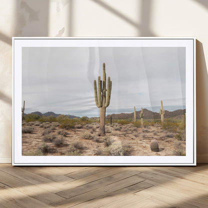 96147924-MGC-FP-36x24_White-Saguaro Cactus Wall Art Canvas Print, Framed Desert Cactus Art Picture Print, Earthy Desert Perfect Southwestern Boho Decor