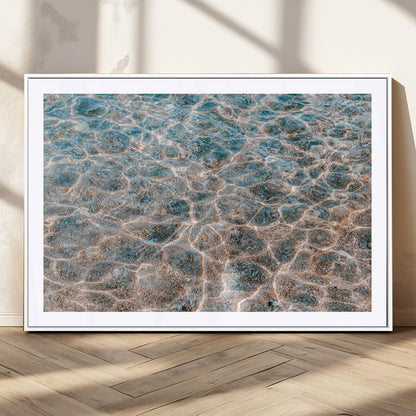 26580287-MGC-FP-36x24_White-Clear Water Wall Art Canvas Print, Framed Sunlit Ripples Art Picture Print, Ocean Texture Perfect Modern Coastal Decor Artwork