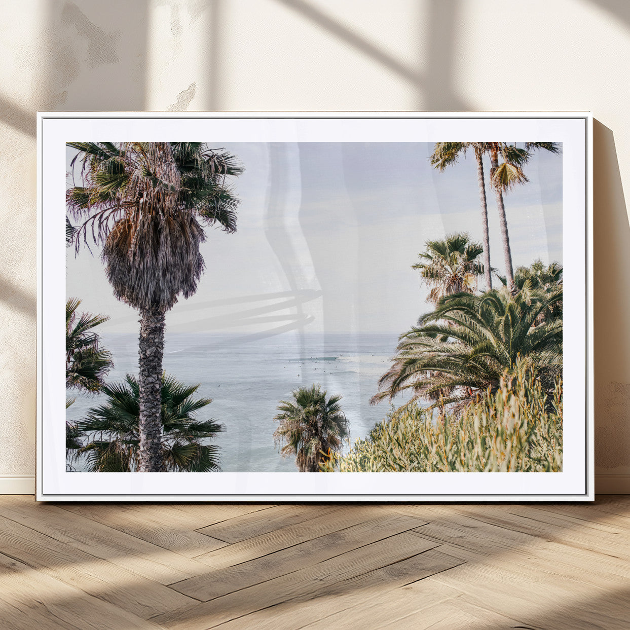 51404565-MGV-CV-36X24-Palm Trees Wall Art Canvas Print, Framed Ocean Breeze Art Picture Print, Coastal View Perfect Tropical Coastal Decor Artwork