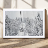 44705668-MGC-FP-36x24_White-Winter Forest Wall Art Canvas Print, Framed Snowy Forest Art Picture Print, Ski Lift Perfect Scandinavian Decor Artwork
